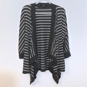 Gray Striped Waterfall Cardigan